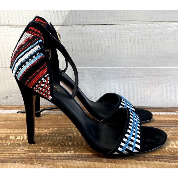 New Artelier Nicole Miller Womens Stiletto Heels Shoes Multicolor Beading 10m - Picture 4 of 11